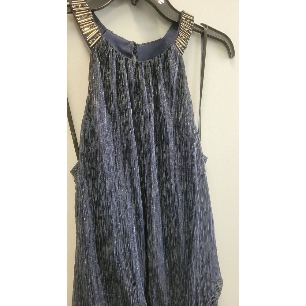 LAUNDRY BY SHELLI SEGAL Women's Beaded Neck Blouson Dress- Dark Midnight- sz 8